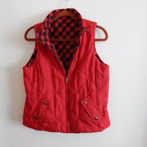 New York & Co. Rev. Buffalo Plaid/Red Vest Sz. PM